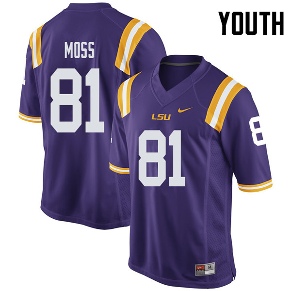 Youth #81 Thaddeus Moss LSU Tigers College Football Jerseys Sale-Purple